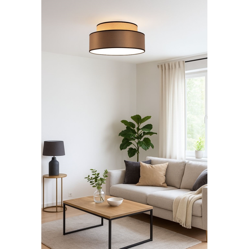 Deckenleuchte GRACE 1xE27/60W/230V d 40 cm beige/braun