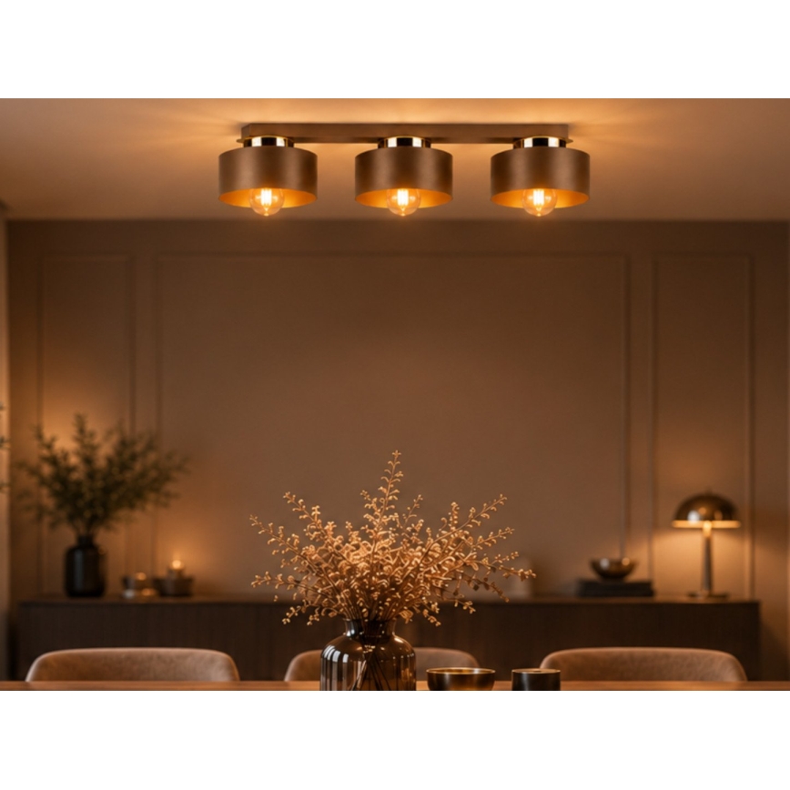Deckenleuchte IGNIA 3xE27/60W/230V braun/gold