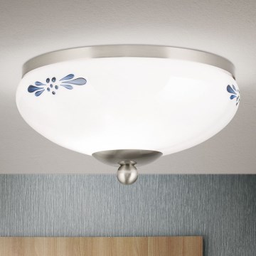 Deckenleuchte LANDHAUS 1xE27/60W/230V d 21 cm matt Chrom/weiß