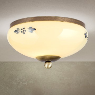 Deckenleuchte LANDHAUS 1xE27/60W/230V Ø 21 cm Bronze/Beige/Blau