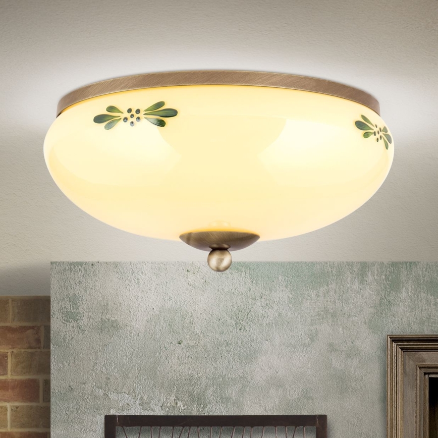 Deckenleuchte LANDHAUS 2xE27/60W/230V d 28 cm bronzen/beige