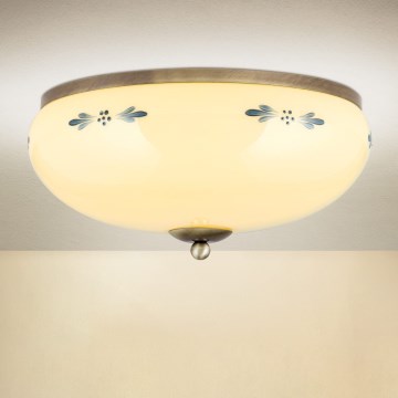 Deckenleuchte LANDHAUS 3xE27/60W/230V Ø 35 cm Bronze/Beige/Blau