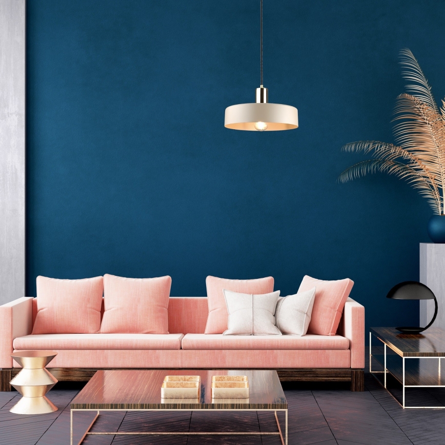 Deckenleuchte an Kabel LATTE 1xE27/60W/230V beige/schwarz/glänzender Chrom