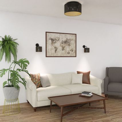 Deckenleuchte LOFT SHADE 3xE27/60W/230V schwarz/gold, aufgesetzt