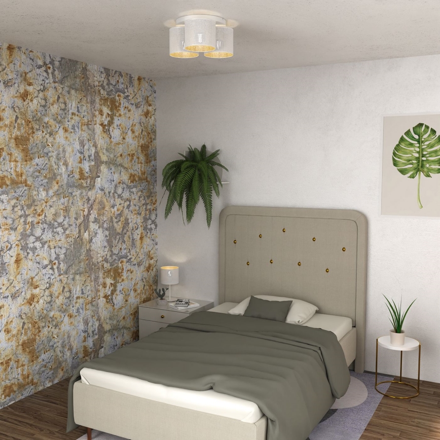 Deckenleuchte LOFT SHADE 3xE27/60W/230V weiß/gold