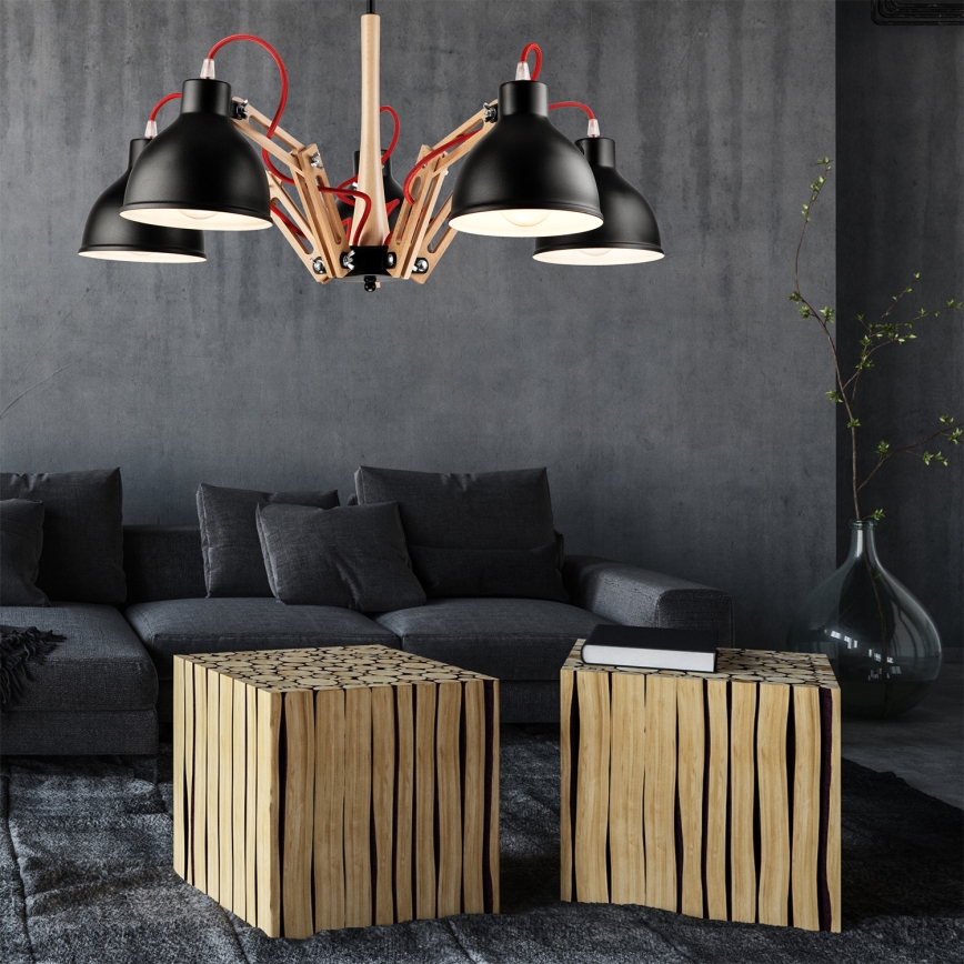 Deckenleuchte MARCELLO 5xE27/60W/230V Buche