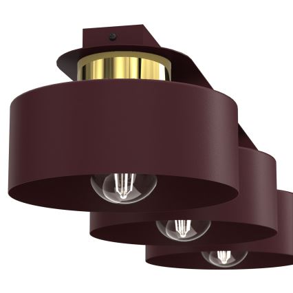 Deckenleuchte MARTI 3xE27/15W/230V 68x20,5 cm bordeaux/gold