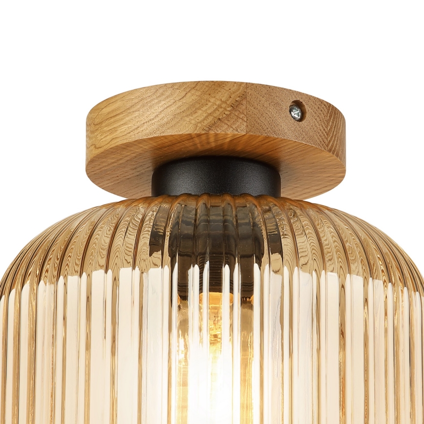 Deckenleuchte MILOU WOOD 1xE27/15W/230V Eiche/rauchiges Beige Ø 20 cm