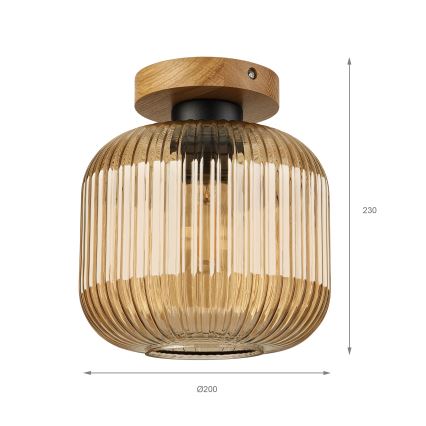 Deckenleuchte MILOU WOOD 1xE27/15W/230V Eiche/rauchiges Beige Ø 20 cm