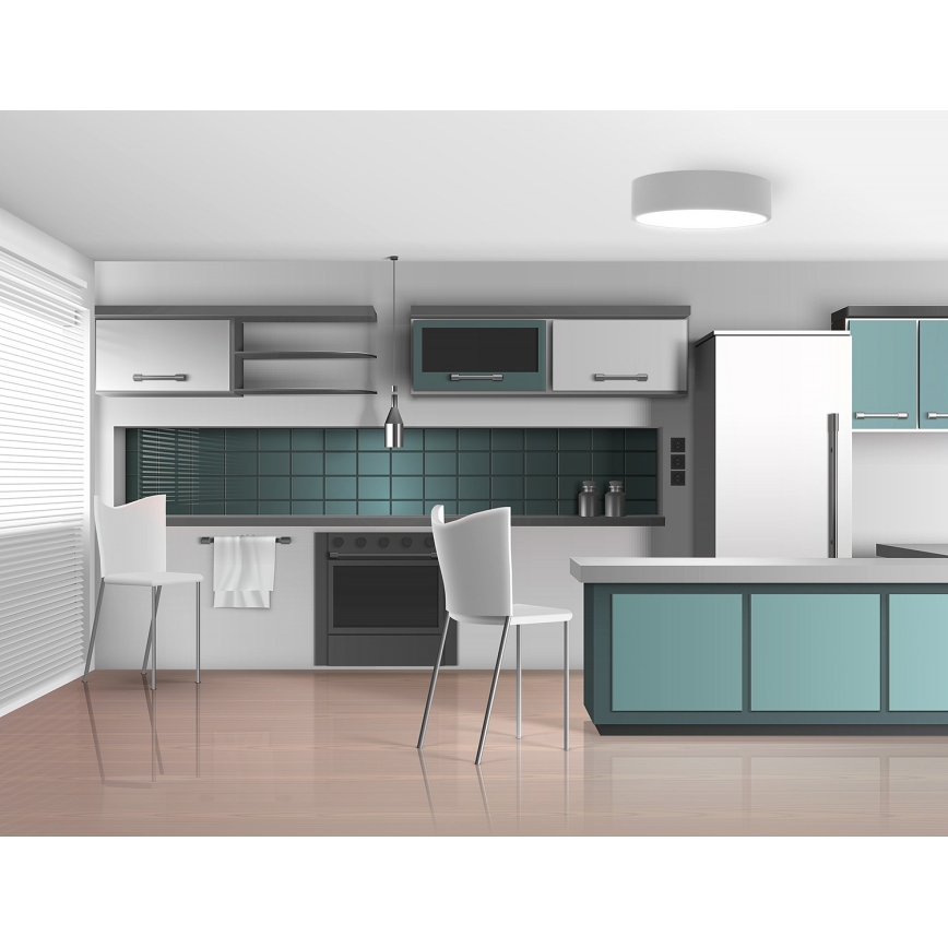 Deckenleuchte mit Bewegungs- und Dämmerungssensor CLEO 2xE27/24W/230V Ø 30 cm grau