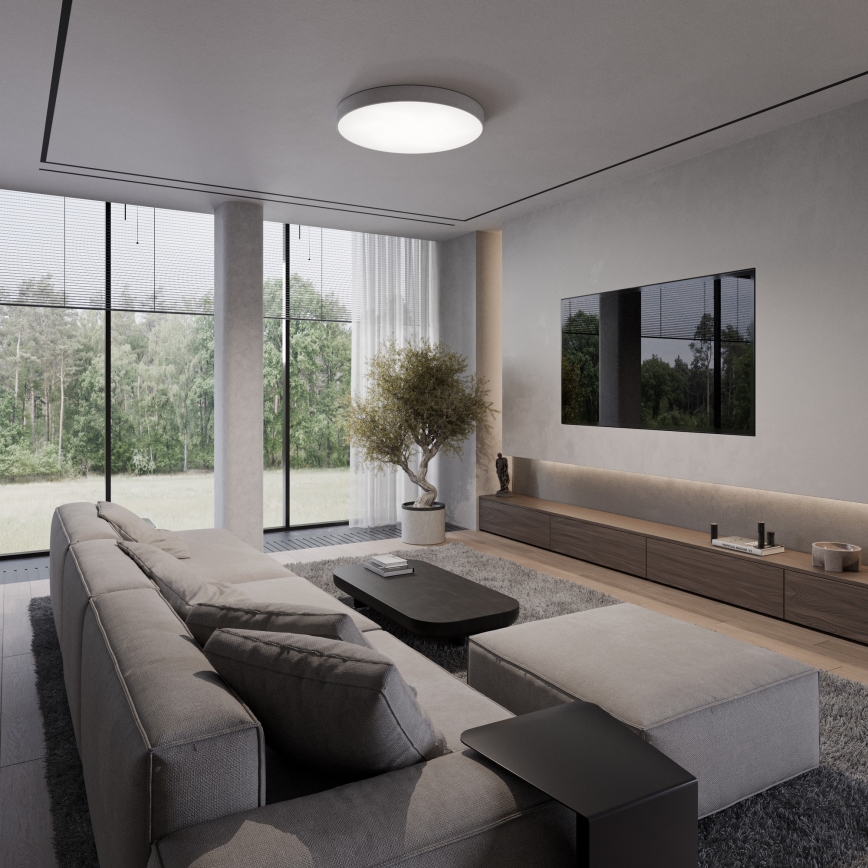 Deckenleuchte CLEO mit Bewegungs- und Dämmerungssensor, 5xE27/24W/230V, Ø 60 cm, grau