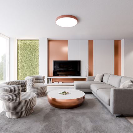 Deckenleuchte mit Bewegungs- und Dämmerungssensor CLEO 6xE27/24W/230V Ø 80 cm kupferfarben