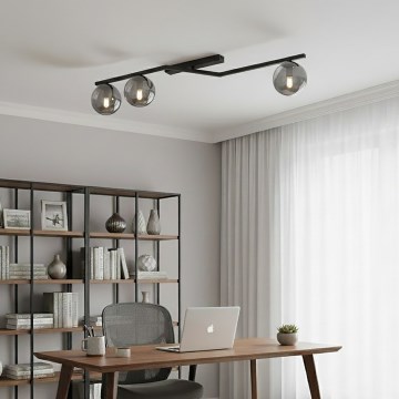 Deckenleuchte NATON 3xE14/10W/230V schwarz/rauchglas