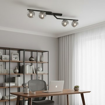 Deckenleuchte NATON 4xE14/10W/230V schwarz/rauchglas