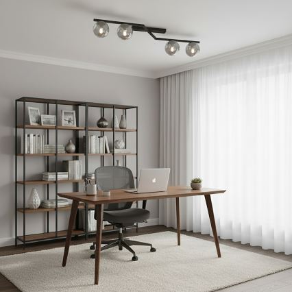 Deckenleuchte NATON 4xE14/10W/230V schwarz/rauchglas