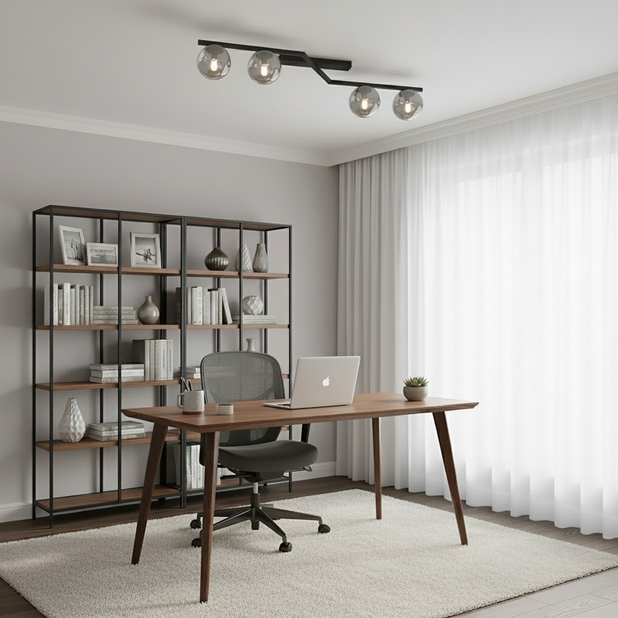 Deckenleuchte NATON 4xE14/10W/230V schwarz/rauchglas