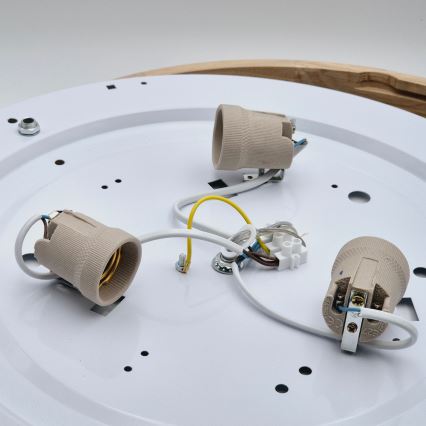 Deckenleuchte an Seil OAK 3xE27/60W/230V Eiche Ø 47,5 cm