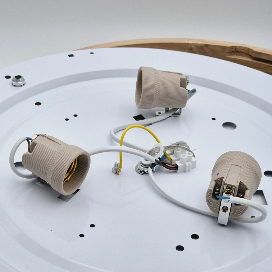 Deckenleuchte an Seil OAK 3xE27/60W/230V Eiche Ø 47,5 cm