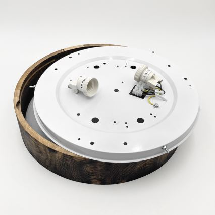 Deckenleuchte OAK SMOKY 2xE27/15W/230V Ø 37,5 cm Eiche/dunkelbraun