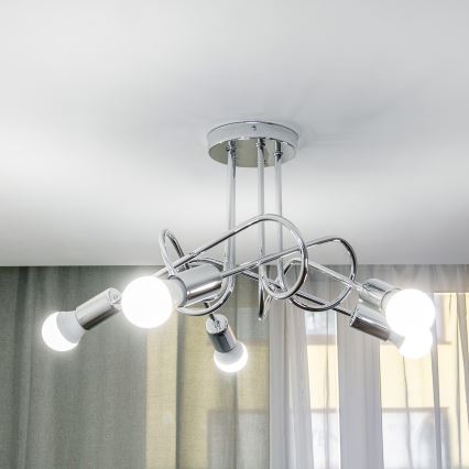 Deckenleuchte OXFORD 5xE27/15W/230V, glänzender Chrom