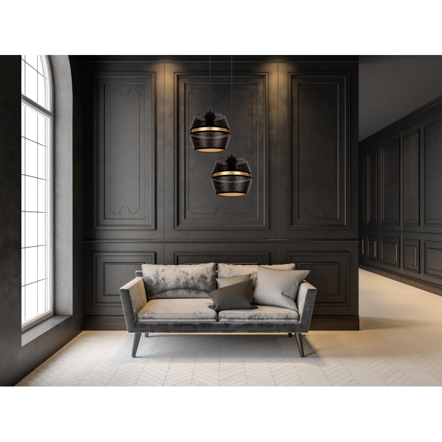 Deckenleuchte an Kabel PARIS 2xE27/60W/230V schwarz/gold