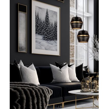 Deckenleuchte an Kabel PARIS 2xE27/60W/230V schwarz/gold