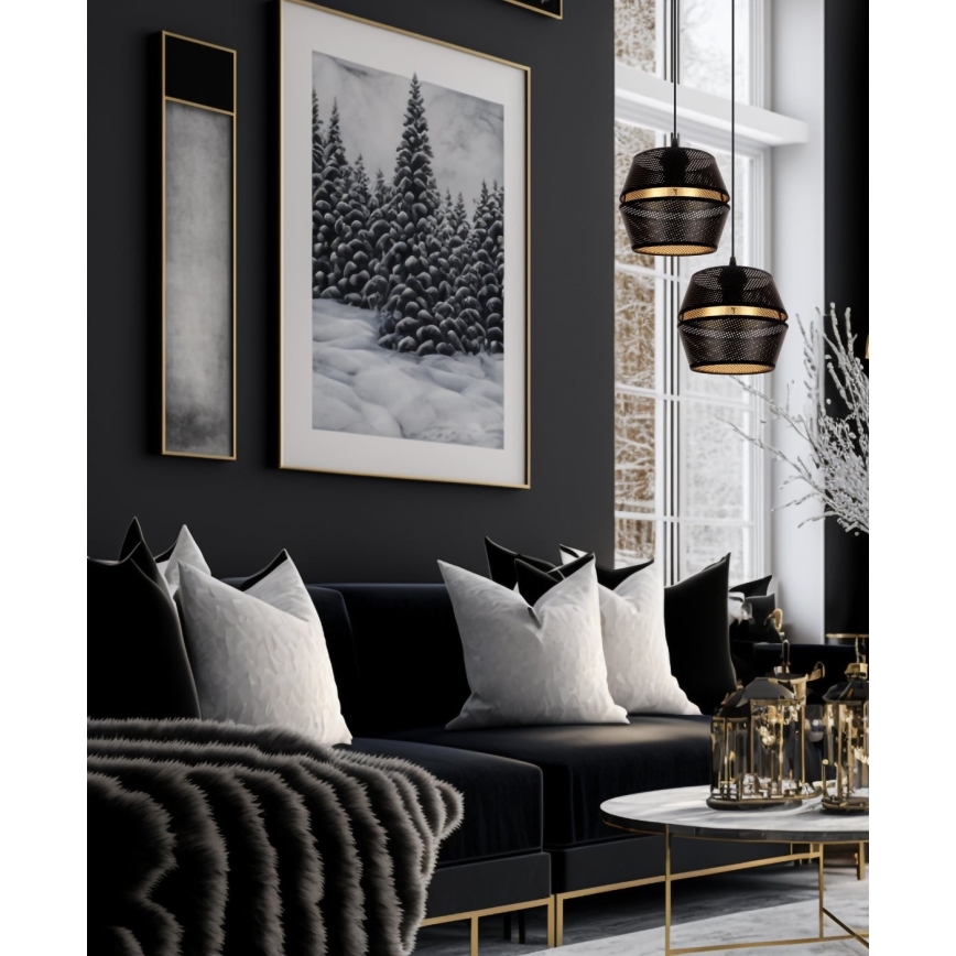 Deckenleuchte an Kabel PARIS 2xE27/60W/230V schwarz/gold