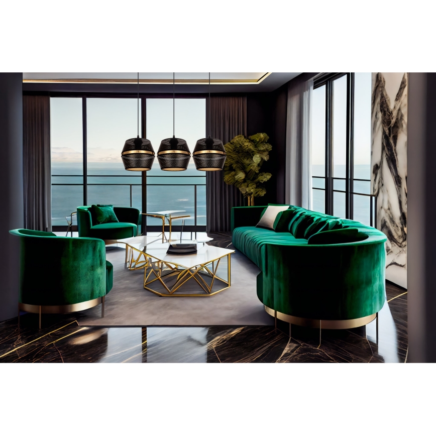 Deckenleuchte an Kabel PARIS 3xE27/60W/230V schwarz/gold