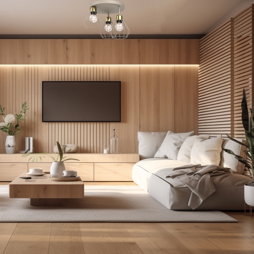 Deckenleuchte PARKLA 3xE27/15W/230V beige/golden