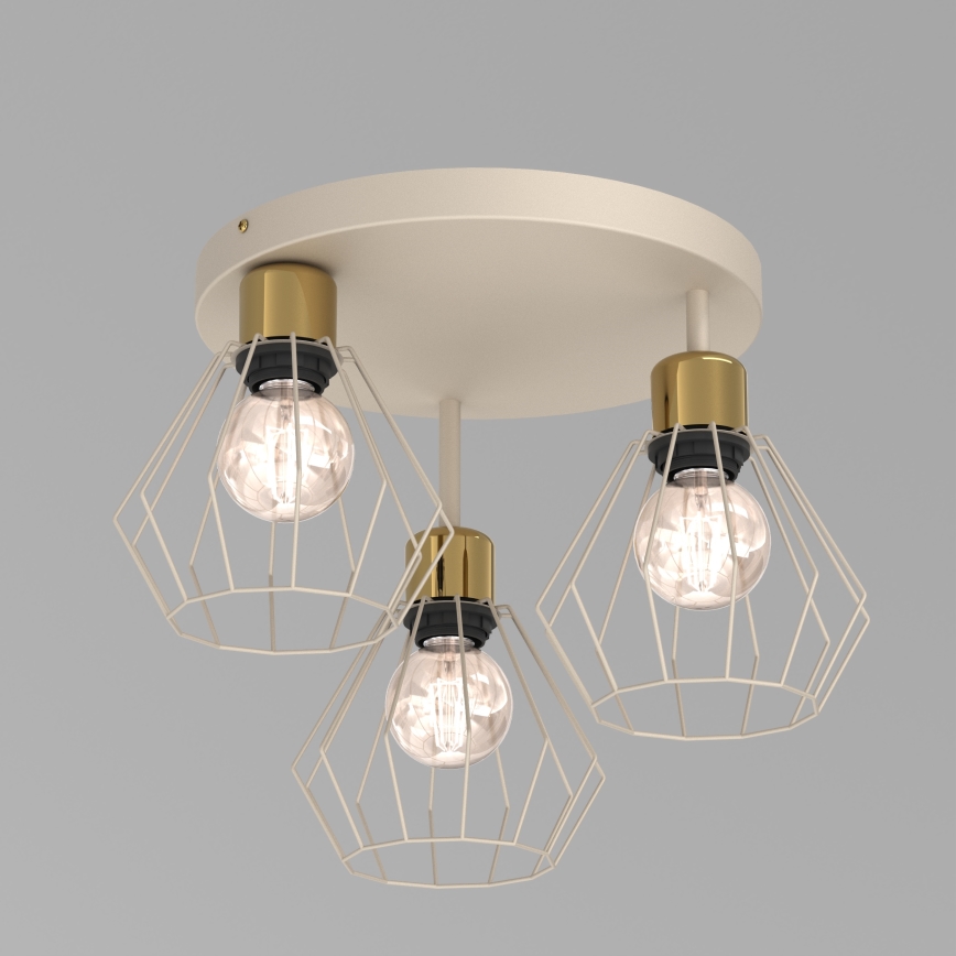 Deckenleuchte PARKLA 3xE27/15W/230V beige/golden