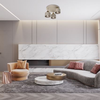 Deckenleuchte PARKLA 3xE27/15W/230V beige/golden