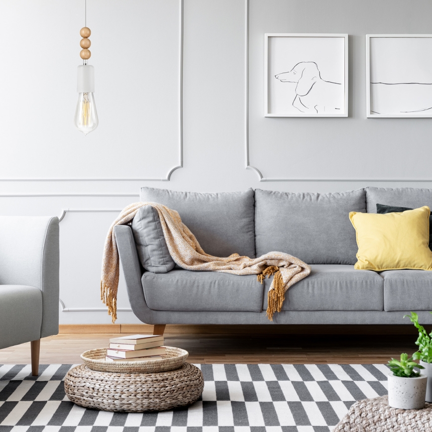 Deckenleuchte an Kabel SIMON 1xE27/60W/230V Buche