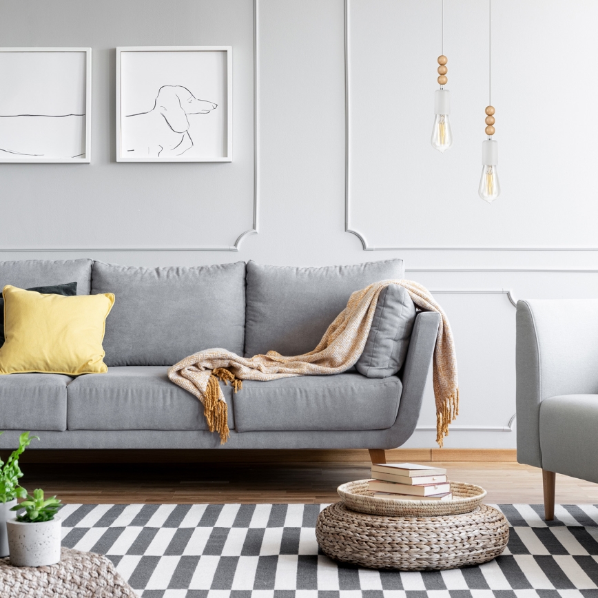 Deckenleuchte an Kabel SIMON 2xE27/60W/230V weiß/Buche