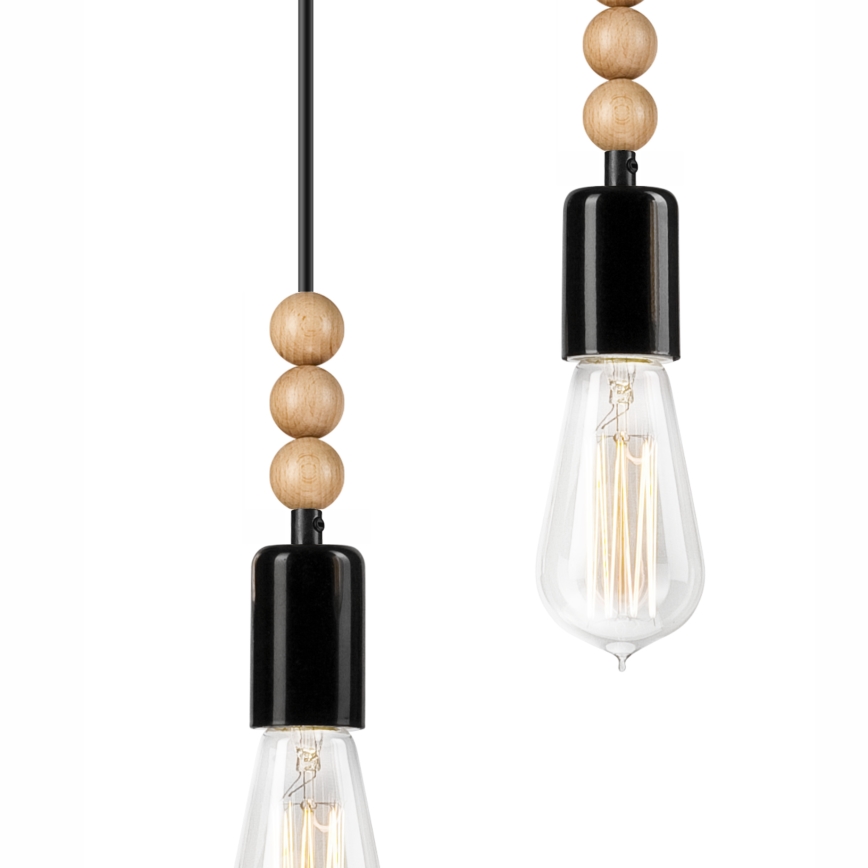 Deckenleuchte an Seil SIMON 3xE27/60W/230V Buche