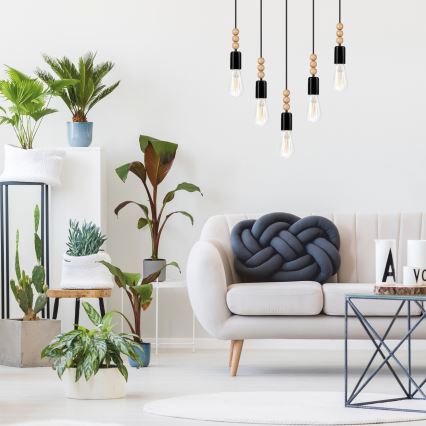 Deckenleuchte an Seil SIMON 5xE27/60W/230V