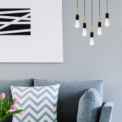 Deckenleuchte an Seil SIMON 5xE27/60W/230V