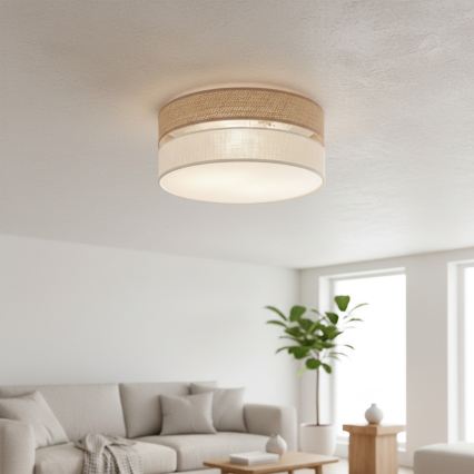 Deckenleuchte SIRJA DOUBLE BOHO 2xE14/15W/230V Ø 35 cm beige/creme