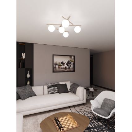 Deckenleuchte SMART 5xE14/10W/230V beige/weiß