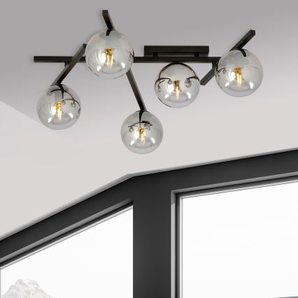 Deckenleuchte SMART 5xE14/10W/230V schwarz/grau