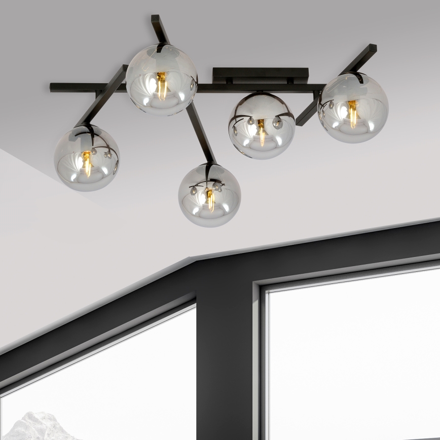 Deckenleuchte SMART 5xE14/10W/230V schwarz/grau