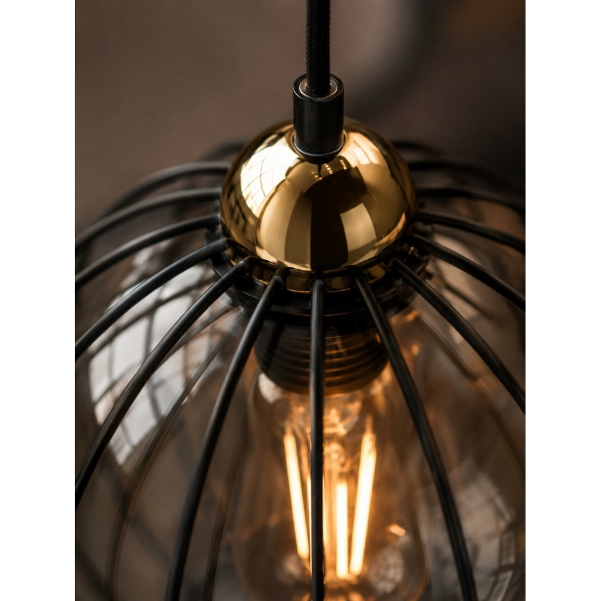 Deckenleuchte SOLO BLACK 3xE27/60W/230V Ø 30 cm Schwarz/Gold