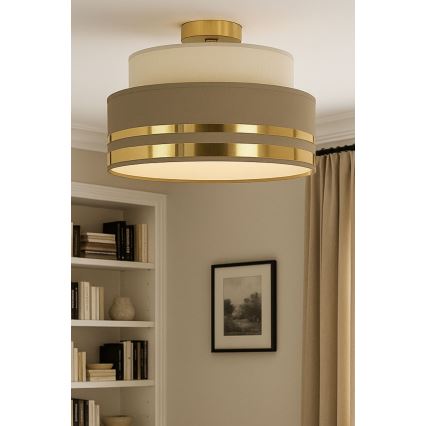 Deckenleuchte TAMI 1xE27/60W/230V d 40 cm beige/braun/golden