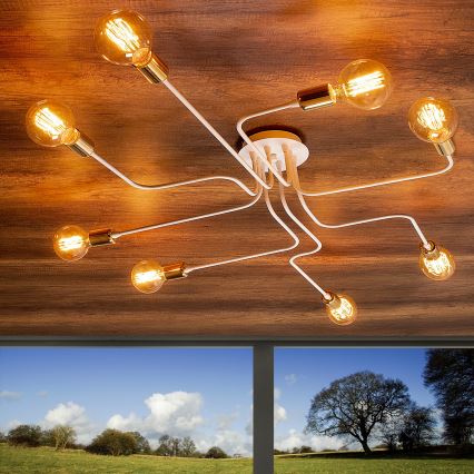 Deckenleuchte TRUVA 8xE27/40W/230V weiß/gold