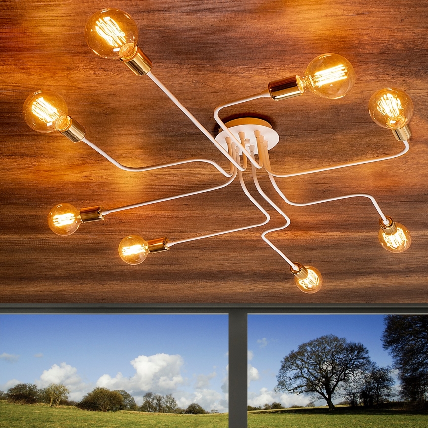 Deckenleuchte TRUVA 8xE27/40W/230V weiß/gold