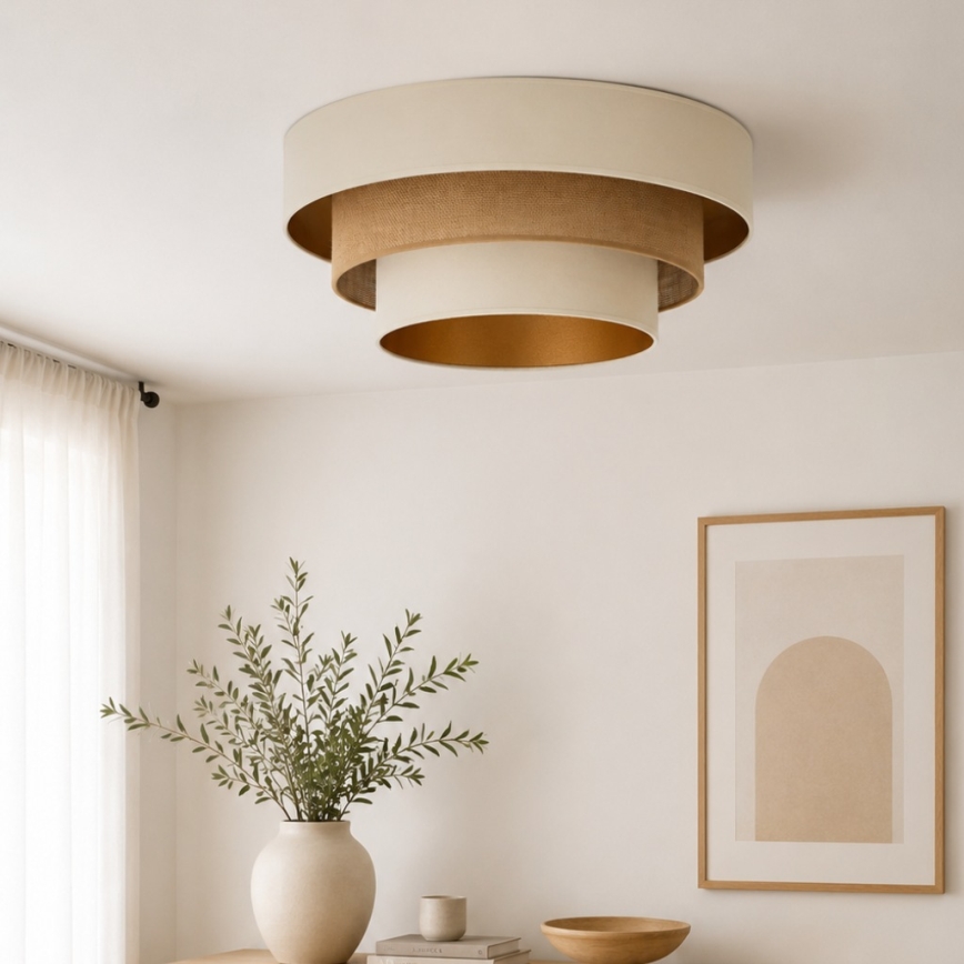 Deckenleuchte WENTA 1x E27/60W/230V Ø 50 cm beige/Jute