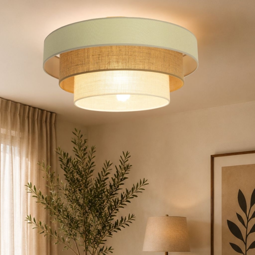 Deckenleuchte WENTA 1xE27/60W/230V Ø 50 cm beige/Jute