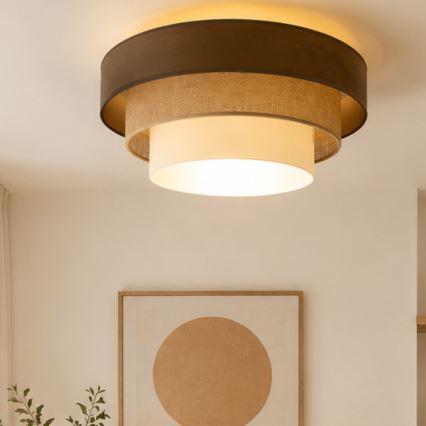 Deckenleuchte WENTA 1xE27/60W/230V Ø 50 cm braun/Jute/beige