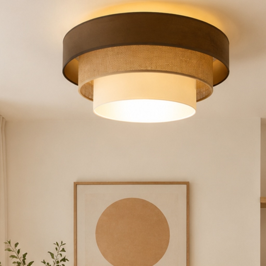 Deckenleuchte WENTA 1xE27/60W/230V Ø 50 cm braun/Jute/beige