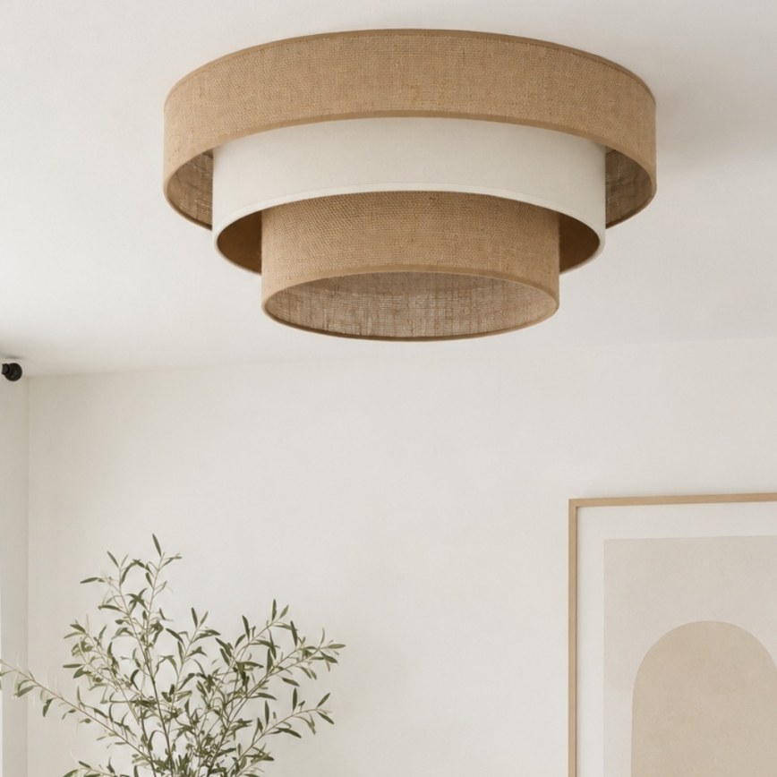 Deckenleuchte WENTA 1xE27/60W/230V, Ø 50 cm, Jute/Beige
