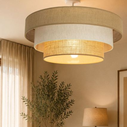 Deckenleuchte WENTA, 1xE27/60W/230V, Ø 50 cm, Jute/Creme